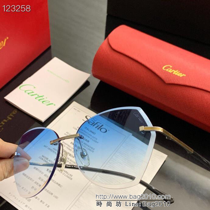 CARTIER卡地亞 女款太陽鏡 漸變色鏡片面 真空彩色電鍍無框架  lly1353